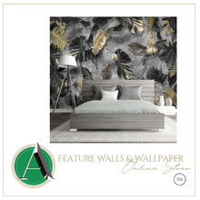 Load image into Gallery viewer, &quot;Arna Collection&quot; - Wall Paper - Nordic Tropical Plants Gold Leaf Feathers - Perfect for Feature Walls 4 Square Meters
