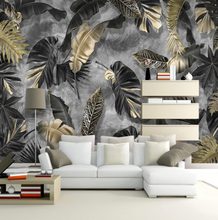 Load image into Gallery viewer, &quot;Arna Collection&quot; - Wall Paper - Nordic Tropical Plants Gold Leaf Feathers - Perfect for Feature Walls 4 Square Meters

