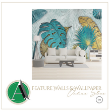 Load image into Gallery viewer, &quot;Arna Collection&quot; - Feature Wall - 3D Hand Painted Lines Golden Tropical Leaves Three-Dimensional Wall Sticker Removable - 10 Square Meters (Many Sizes)
