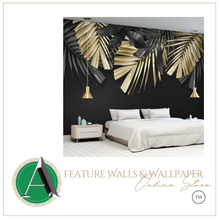 Load image into Gallery viewer, &quot;Arna Collection&quot; - Feature Wall - Vintage Black &amp; Gold Leaf Wall Sticker Removable - 10 Square Meters (Many Sizes)
