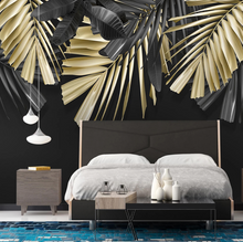 Load image into Gallery viewer, &quot;Arna Collection&quot; - Feature Wall - Vintage Black &amp; Gold Leaf Wall Sticker Removable - 10 Square Meters (Many Sizes)
