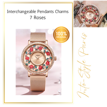 Load image into Gallery viewer, Luxury Stylish Paris Quartz Watches Roses (Interchangeable Pendants)
