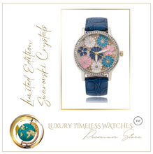 Load image into Gallery viewer, Limited Edition - Swarovski Crystal Floral Metallic Blue
