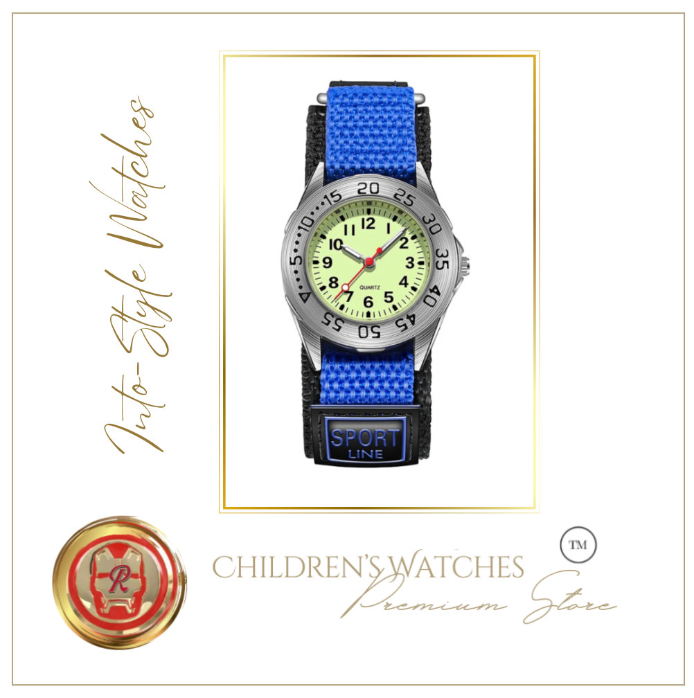 Sports Watch Rotating Bezel Velcro Straps Royal Blue