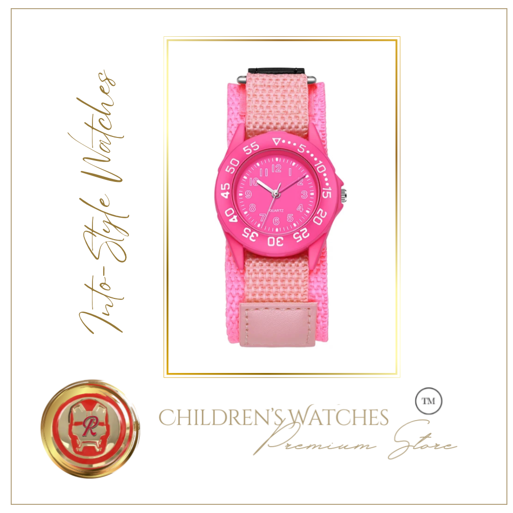 Sports Watch Rotating Bezel Velcro Straps Pink