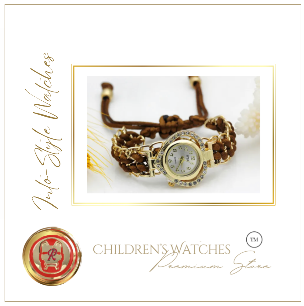 Platinum Designer Watch LOVE Rhinestone Gold Chocolate