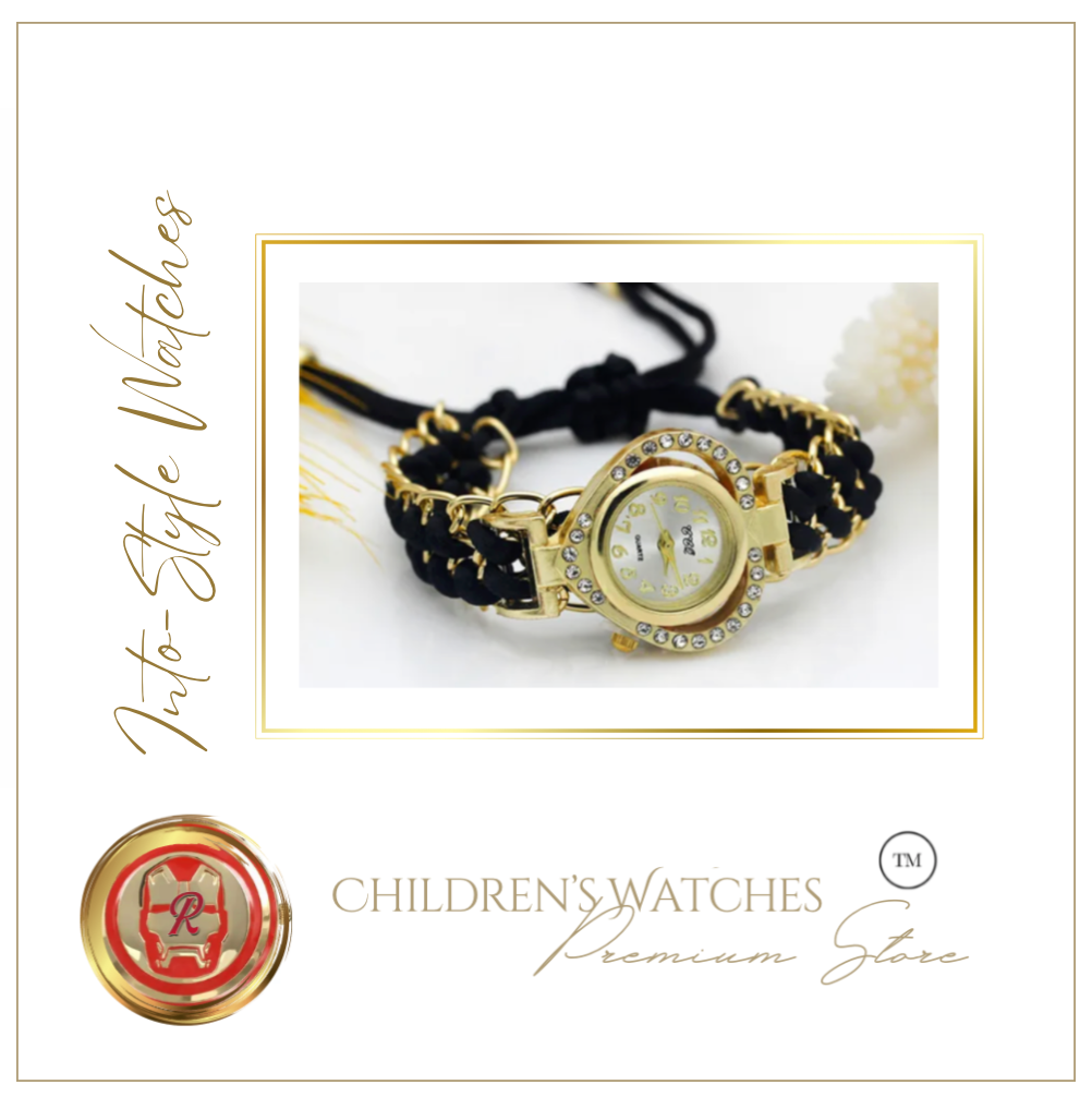 Platinum Designer Watch LOVE Rhinestone Gold Black