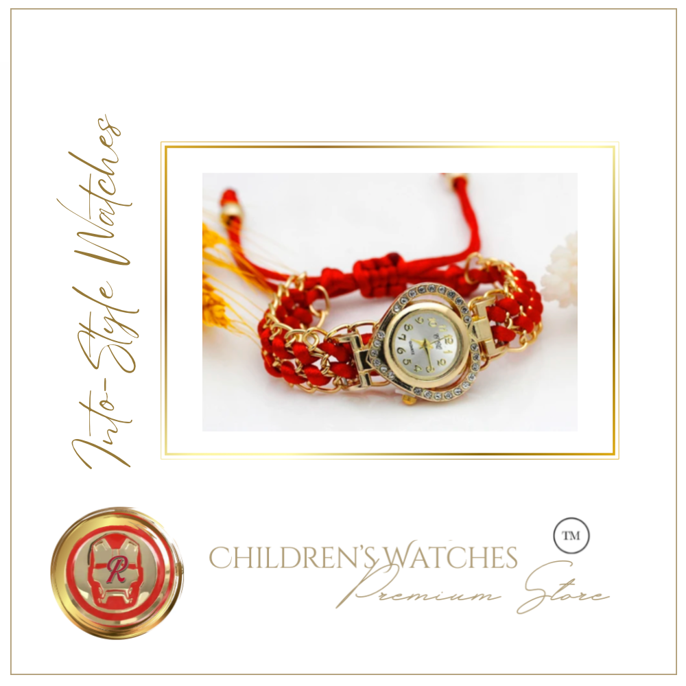 Platinum Designer Watch LOVE Rhinestone Gold Red