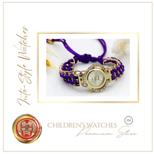 Load image into Gallery viewer, Platinum Designer Watch LOVE Rhinestone Gold Purple
