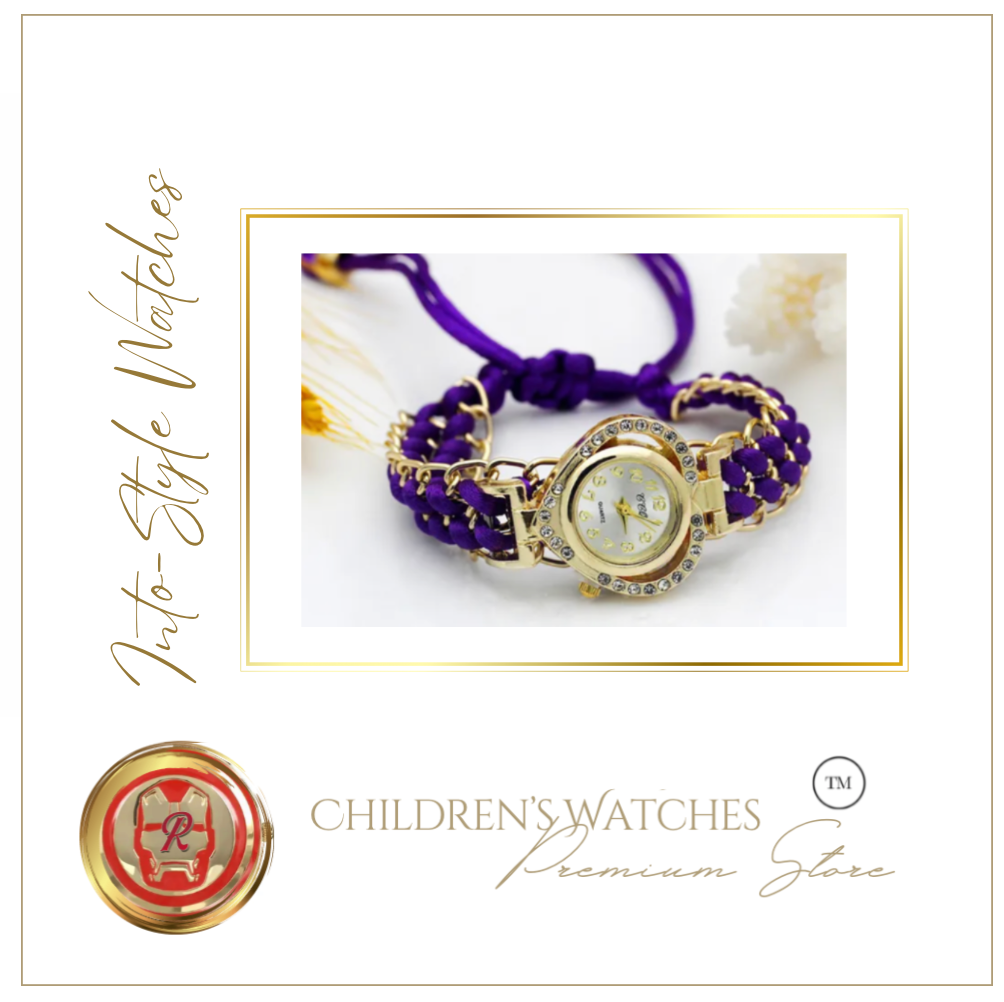 Platinum Designer Watch LOVE Rhinestone Gold Purple
