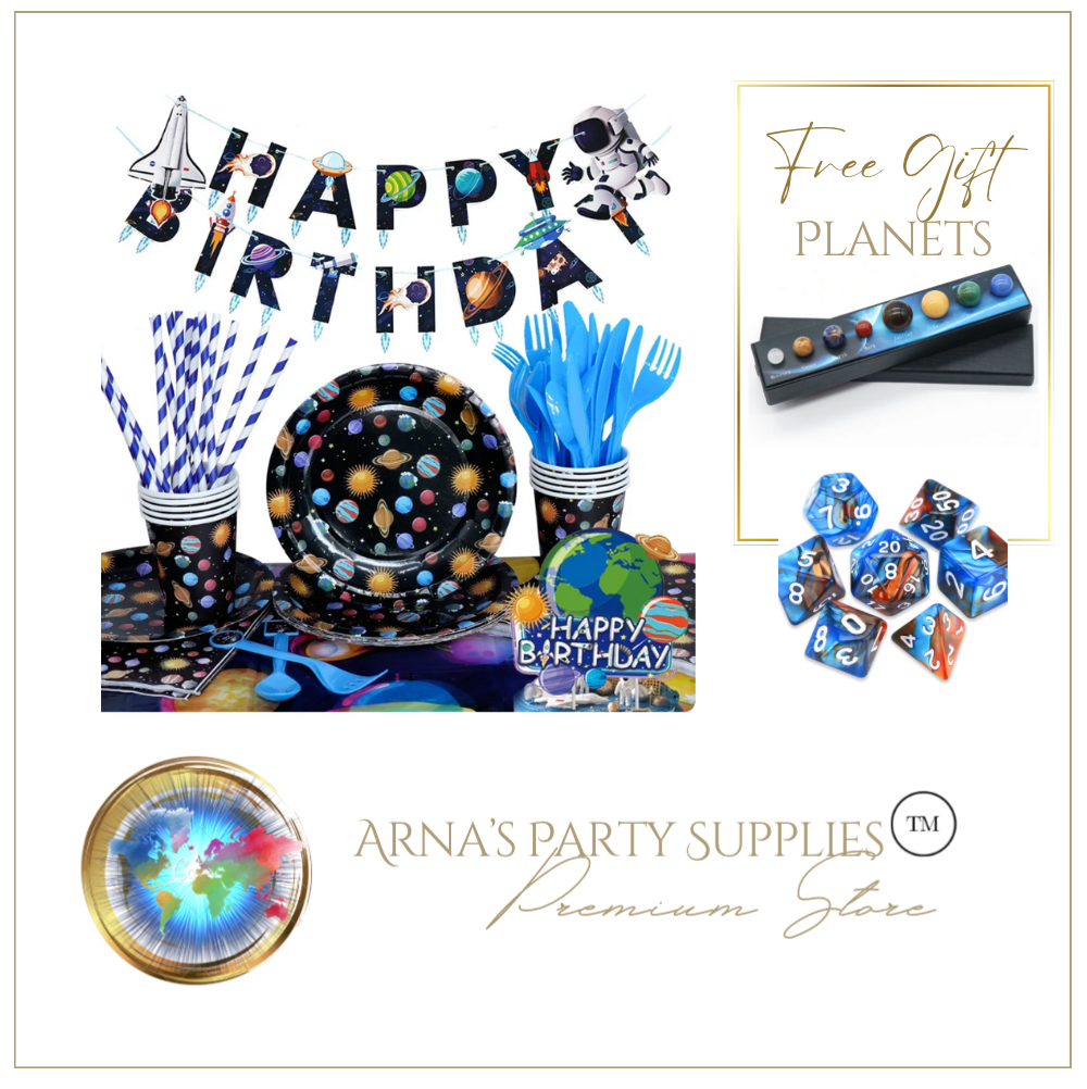 Space Universe Theme Birthday Party - 10 People Setting + Free Gifts