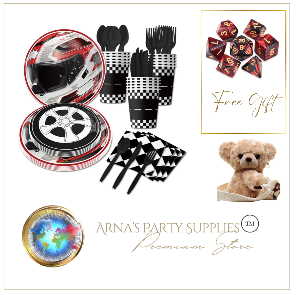 Racing Theme Birthday Party - 10 People Setting + Free Gifts