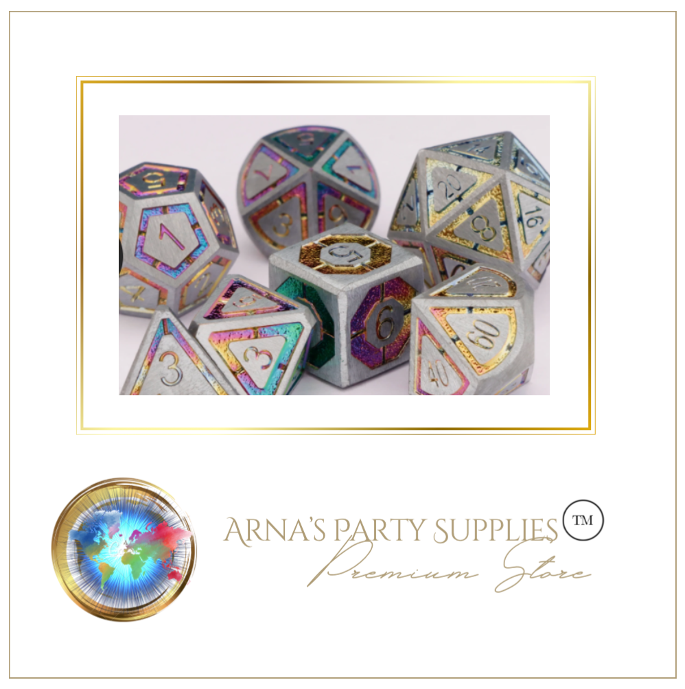Limited Edition 7 Unique Dice Metallic (Perfect for Games of Party Favours)
