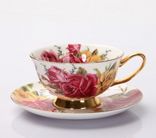 Load image into Gallery viewer, &quot;Arna&quot; Collection - Rose Ceramic Cup &amp; Saucer Set - 2 Piece (2 Designs)
