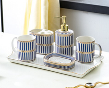 Load image into Gallery viewer, &quot;Crushia&quot; Gold plated Bathroom Set - 5 piece - (3 Designs)
