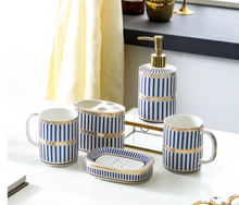 Load image into Gallery viewer, &quot;Crushia&quot; Gold plated Bathroom Set - 5 piece - (3 Designs)
