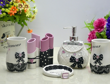 Load image into Gallery viewer, &quot;Glamour Girl&quot; Bathroom set - 5 piece. (3D Hand Painted)
