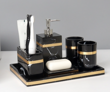 Load image into Gallery viewer, Black &amp; Gold Bathroom Set - 7 piece   (Resin - Top Quality)
