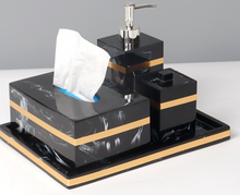 Load image into Gallery viewer, Black &amp; Gold Bathroom Set - 7 piece   (Resin - Top Quality)
