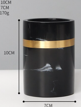 Load image into Gallery viewer, Black &amp; Gold Bathroom Set - 7 piece   (Resin - Top Quality)
