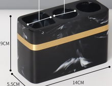 Load image into Gallery viewer, Black &amp; Gold Bathroom Set - 7 piece   (Resin - Top Quality)
