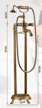 Load image into Gallery viewer, &quot;Arna&quot; Collection - Bathtub Faucet Antique Brass Carved Bath Shower Faucet Hot &amp; Cold Mixer Tap With Handheld Shower Floor Standing Style
