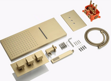 Load image into Gallery viewer, &quot;Arna&quot; Collection - Bath Shower Faucet Set Auto - Thermostat Control Brass Brushed Gold/Black In-Wall Shower Mixer Tap Hot &amp; Cold Hand held Shower
