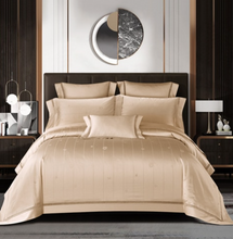 Load image into Gallery viewer, &quot;Arna Lisa&quot; Collection - Luxury Silk Cotton Jacquard Delicate Bedding Set Shining Duvet Cover Sets - Queen - 7 Piece
