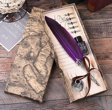 Load image into Gallery viewer, English Calligraphy Feather Pen Dipped in Water Metal - Fountain Pen

