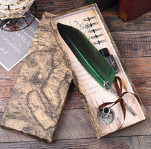 Load image into Gallery viewer, English Calligraphy Feather Pen Dipped in Water Metal - Fountain Pen
