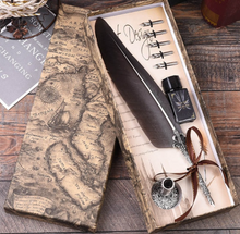 Load image into Gallery viewer, English Calligraphy Feather Pen Dipped in Water Metal - Fountain Pen
