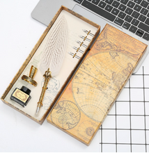 Load image into Gallery viewer, Natural Peacock Feather Dip Pen Boxed Set
