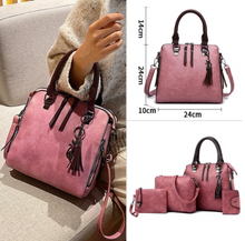 Load image into Gallery viewer, &quot;Legend Collection&quot; Women Handbags and Purse 4pcs Bag Set Female Shoulder Crossbody Bag Solid Color Soft Bag Wallet Handbag Cat Tassels Bags (SPECIAL)
