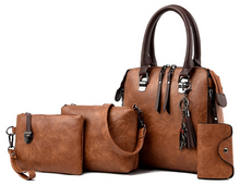 Load image into Gallery viewer, &quot;Legend Collection&quot; Women Handbags and Purse 4pcs Bag Set Female Shoulder Crossbody Bag Solid Color Soft Bag Wallet Handbag Cat Tassels Bags (SPECIAL)
