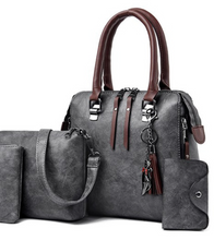 Load image into Gallery viewer, &quot;Legend Collection&quot; Women Handbags and Purse 4pcs Bag Set Female Shoulder Crossbody Bag Solid Color Soft Bag Wallet Handbag Cat Tassels Bags (SPECIAL)

