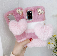 Load image into Gallery viewer, Children Phone Cover - Samsung - Love Heart Pendant Rabbit Furry Case For Samsung S21 Note 20 Ultra 10 + 9 8 S20 FE S10 S9 S8 Plus A71 A51
