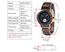 Load image into Gallery viewer, BOBO BIRD Men Watch Luxury Wooden Watches Waterproof Great Gift
