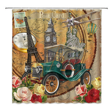 Load image into Gallery viewer, Retro Vintage Car Shower/Bath Curtains Waterproof Bathroom Curtain Cool Old Newspaper Oil Painting High Quality Bath Curtain
