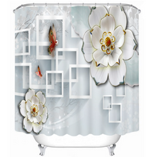 Load image into Gallery viewer, Customized Beautiful 3D White Flower Butterfly Pattern Shower/Bath Curtain
