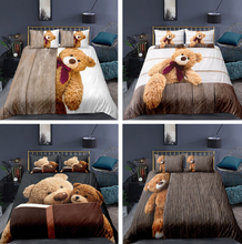 Load image into Gallery viewer, 3D Teddy Bear Bedding Set 3 Pcs Duvet Cover &amp; Pillowcase(s)
