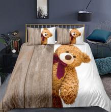 Load image into Gallery viewer, 3D Teddy Bear Bedding Set 3 Pcs Duvet Cover &amp; Pillowcase(s)
