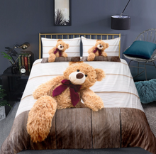 Load image into Gallery viewer, 3D Teddy Bear Bedding Set 3 Pcs Duvet Cover &amp; Pillowcase(s)
