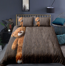 Load image into Gallery viewer, 3D Teddy Bear Bedding Set 3 Pcs Duvet Cover &amp; Pillowcase(s)
