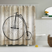 Load image into Gallery viewer, Vintage Style Wood Door Platform 3/4 Wall Bookshelf Shower/Bath Curtains Bathroom Curtain Frabic Waterproof Polyester with Hooks
