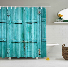 Load image into Gallery viewer, Vintage Style Wood Door Platform 3/4 Wall Bookshelf Shower/Bath Curtains Bathroom Curtain Frabic Waterproof Polyester with Hooks
