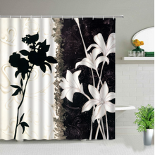Load image into Gallery viewer, Shower/Bath Curtains Flowers White Background Print Floral Plant Creative Art Waterproof Fabric Bathroom Decor Screens set With Hooks
