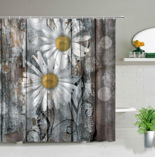 Load image into Gallery viewer, Shower/Bath Curtains Flowers White Background Print Floral Plant Creative Art Waterproof Fabric Bathroom Decor Screens set With Hooks
