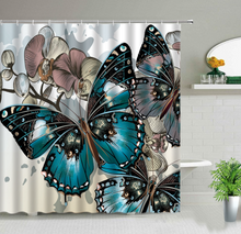 Load image into Gallery viewer, Shower/Bath Curtain range - Butterfly with Flowers Series - Beautiful Waterproof
