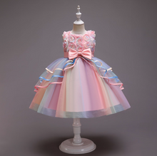 Load image into Gallery viewer, &quot;Arna&quot; Royal Gown Collection - Flower Dresses For Girls Elegant Rainbow Tutu Ball Gown 4-10 Year
