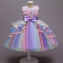 Load image into Gallery viewer, &quot;Arna&quot; Royal Gown Collection - Flower Dresses For Girls Elegant Rainbow Tutu Ball Gown 4-10 Year
